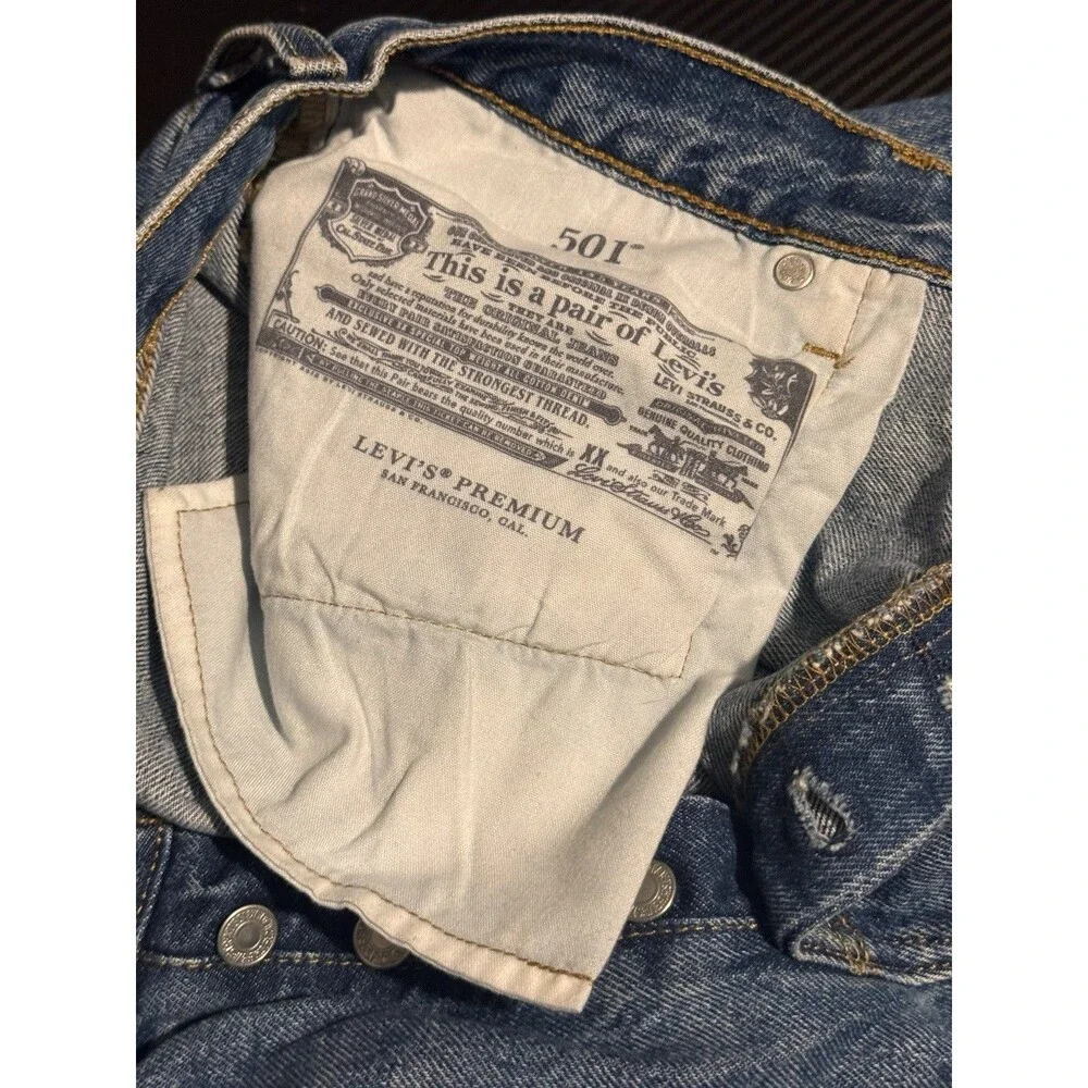 Levi’s Premium Big E 501 Blue Denim Jeans Mens 31x30 Levi Strauss Grunge Y2K Ska